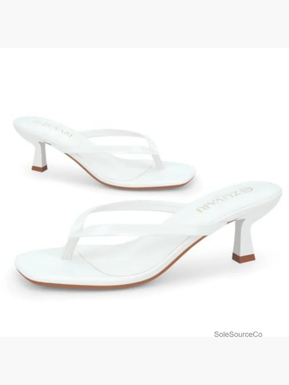 Square Toe Kitten Heel Sandals, Thong Flip Flop Heels 2.16 Inch